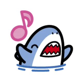 🐯 squalo, musica, cartone animato, carino, cantando, creatura marina whatsapp sticker