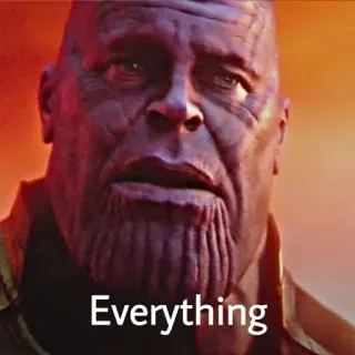 😕 Thanos Everything มาร์เวล, ธานอส, ตัวร้าย, สีม่วง, ทุกอย่าง telegram sticker
