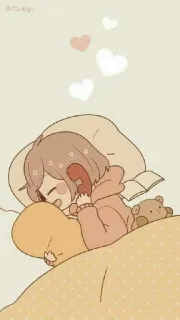 📞 durmiendo, lindo, kawaii, anime, osito de peluche, corazones, dibujos animados telegram sticker