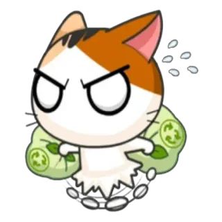 🛍 แมว, โกรธ, รีไซเคิล, การ์ตูน, สัตว์, สติกเกอร์, แมวสามสี telegram sticker