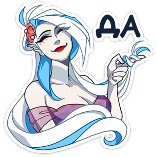 👌 ДА cartoon, elf, long hair, woman, smile whatsapp sticker