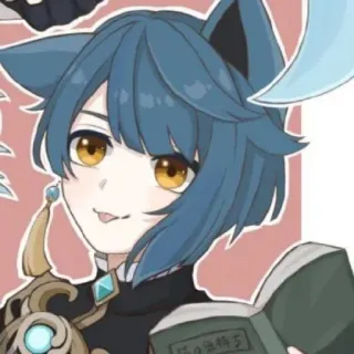 📎 Xingqiu Genshin Impact 稲妻の虫物誌 anime, gioco, Genshin Impact, Xingqiu, orecchie da gatto, videogioco, libro whatsapp sticker