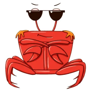 🤨 螃蟹, 太阳镜, 酷, 海洋生物, 动物, 卡通 telegram sticker