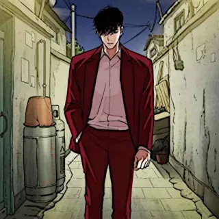⚖ мужчина, красный костюм, переулок, аниме, мультфильм, персонаж telegram sticker