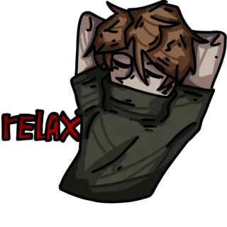 🥱 RELAX relajado, relajar, personaje, ilustración whatsapp sticker