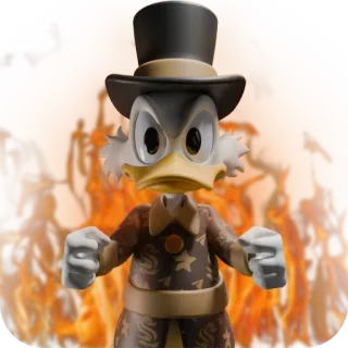 😡 Scrooge McDuck kreskówka, kaczka, pieniądze, postać, cylinder whatsapp sticker