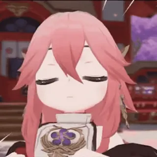 👊 Yae Miko Genshin Impact 动漫, 游戏, 可爱, 粉色头发, 狐狸, 八重神子 telegram sticker