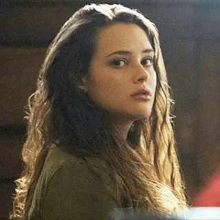 🌸 Hannah Baker 13 Reasons Why retrato, actriz, mujer, morena, personaje, drama whatsapp sticker