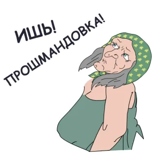 🧐 ИШЬ! 
ПРОШМАНДОВКА! femme, vieux, autocollant, dessin animé, russe telegram sticker