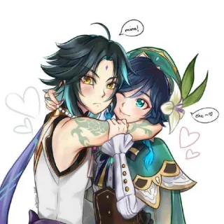 🪀 Xiao Genshin Impact mine~ Anime, Fanart, Pareja, Amistad, Abrazo, Genshin Impact, Xiao, Venti telegram sticker