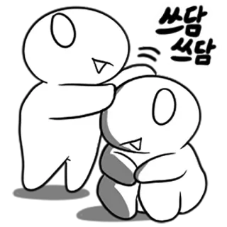 😔 쓰담 쓰담 fofo, fantasma, desenho animado, monstro, rabisco, confortante, tapinha telegram sticker