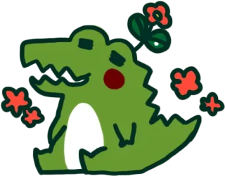 😚 aligator, buaya, imut, kartun, hijau, binatang, stiker telegram sticker