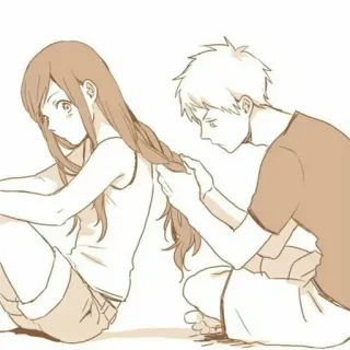 ❤ Anime, Trança, Casal, Amizade, Relacionamento, Fofo telegram sticker