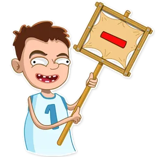 🙅‍♂️ cartoon, sign, boy, minus, number 1 whatsapp sticker