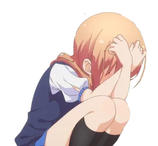 😔 anime, chorando, triste, menina telegram sticker