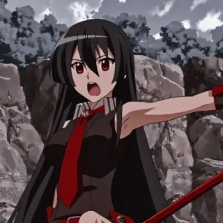 😠 Akame Akame ga Kill! akame, akame ga kill, anime, manga, night raid, miecz, postać, broń, dziewczyna telegram sticker