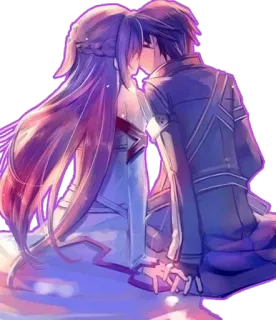 ❤ Asuna, Kirito Sword Art Online Anime, Bacio, Romance, Coppia, Sword Art Online telegram sticker