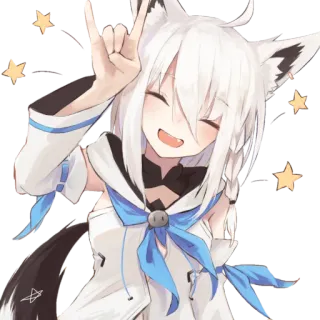 😁 Shirakami Fubuki anime, vtuber, fubuki, fox girl, cute, stars whatsapp sticker