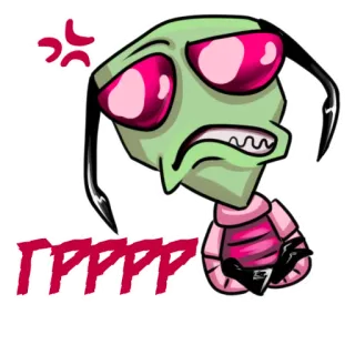 😬 Zim Invader Zim GRRRRR cartoon, angry, alien, invader zim telegram sticker