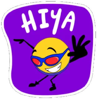 😎 HIYA Emoji, Sapaan, Animasi, Kacamata hitam, Ceria, Ungu telegram sticker