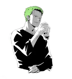 🥃 Roronoa Zoro One Piece anime, one piece, roronoa zoro, zoro, pirate, sword telegram sticker