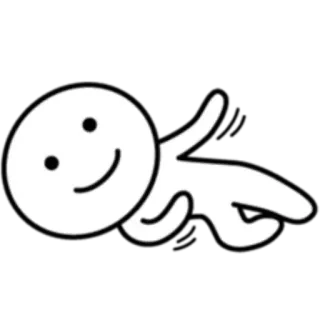🙂 character, stick figure, simple, smiling, white, black background whatsapp sticker