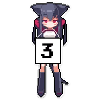 👍 3 Anime, Chica, Señal, Número telegram sticker