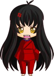 🌚 enojado, anime, chibi, traje rojo, dibujos animados whatsapp sticker