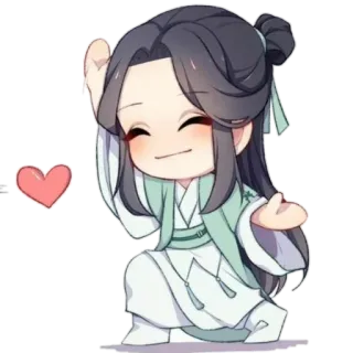 🏵 carino, anime, chibi, cuore, cartone animato telegram sticker