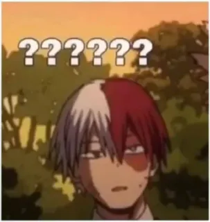 💖 Todoroki Shoto My Hero Academia ??????? Аниме, Моя геройская академия, Тодороки, Вопрос, В замешательстве, Мем telegram sticker