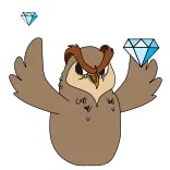 💎 hibou, dessin animé, diamants, bijoux, mignon telegram sticker