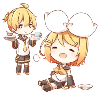 💭 Rin and Len Kagamine Anime, Chibi, Imut, Vocaloid, Kagamine Rin, Kagamine Len telegram sticker
