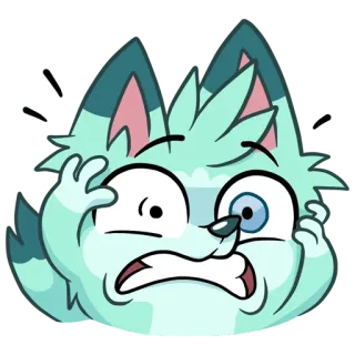 😨 dessin animé, autocollant, renard, expression, panique, choc, animal telegram sticker