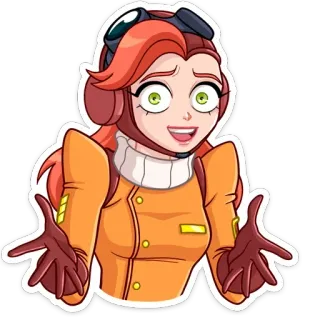 😳 เด็กผู้หญิง, การ์ตูน, นักบิน, การบิน, ตัวละคร, ผู้หญิง telegram sticker