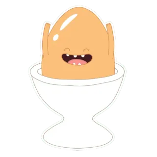 😢 ovo, desenho animado, animado, comida, café da manhã, porta-ovo telegram sticker