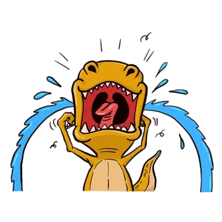 😭 dinosaurier, weinen, traurig, träne, cartoon whatsapp sticker