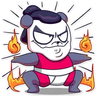 👺 Панда, Мультфильм, Огонь, Милый, Животное whatsapp sticker