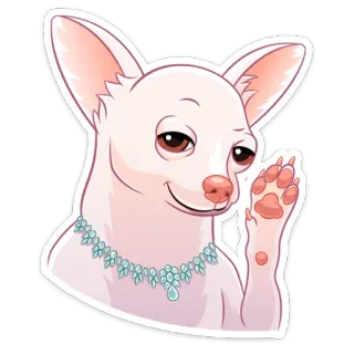 👋 chihuahua, cachorro, animal, animal de estimação, onda, fofo, joias whatsapp sticker