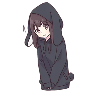 😔 Anime, Mädchen, Cartoon, Hoodie, Süß whatsapp sticker