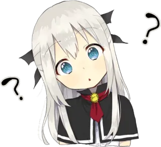🤔 Anime, Cartone animato, Punto interrogativo, Carino, Manga, Ragazza whatsapp sticker