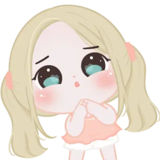 🍬 lindo, dibujos animados, chibi, chica, pelo rubio, tímida telegram sticker
