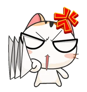 😠 kot, zły, kreskówka, zirytowany, sfrustrowany, papier whatsapp sticker