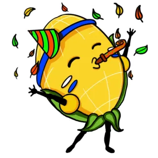 🥳 corn, party, cartoon, celebration, happy telegram sticker