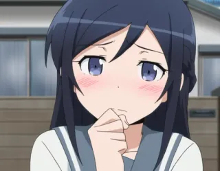 😣 chica anime, lindo, sonrojo, uniforme escolar, anime, femenino telegram sticker