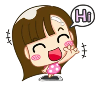 🙋 Hi cartoon, greeting, girl, cute, happy, friendly whatsapp sticker