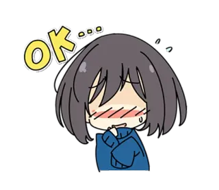 ⭕️ ok... anime, cartoon, girl, cute, ok, approval telegram sticker