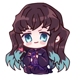 🌀 Muichiro Tokito Demon Slayer 动漫, 鬼灭之刃, Q版, 可爱, 无一郎, 时透, 柱 whatsapp sticker