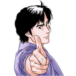 👈 homem, apontando, animação, ilustração, personagem, anime telegram sticker