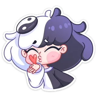 ❤️ carino, cartone animato, cuore, yin yang, adesivo, bacio telegram sticker