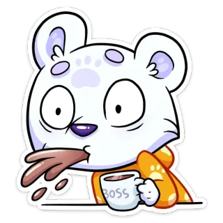 ☕️ BOSS kreskówka, miś, szef, kawa, wyczerpany, kawaii, zwierzę telegram sticker